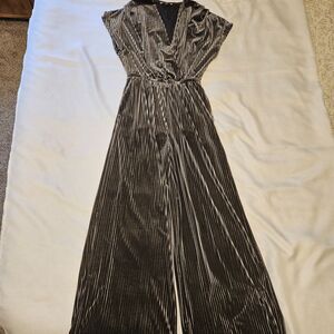 SEE AND BE SEEN Velvet jumpsuit gray/metallic womens small